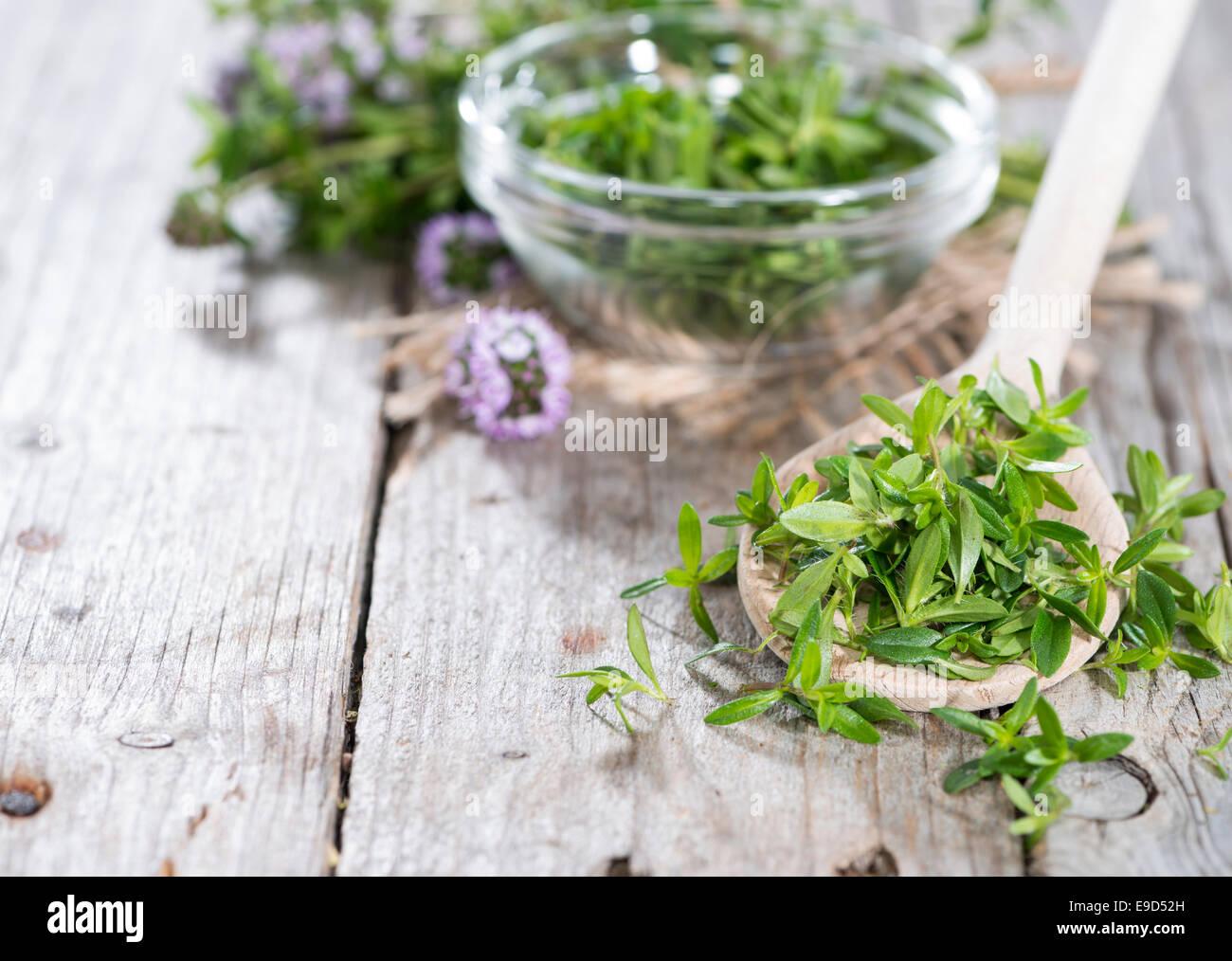 Small portion of Winter Savory (detailed close-up shot) Stock Photo