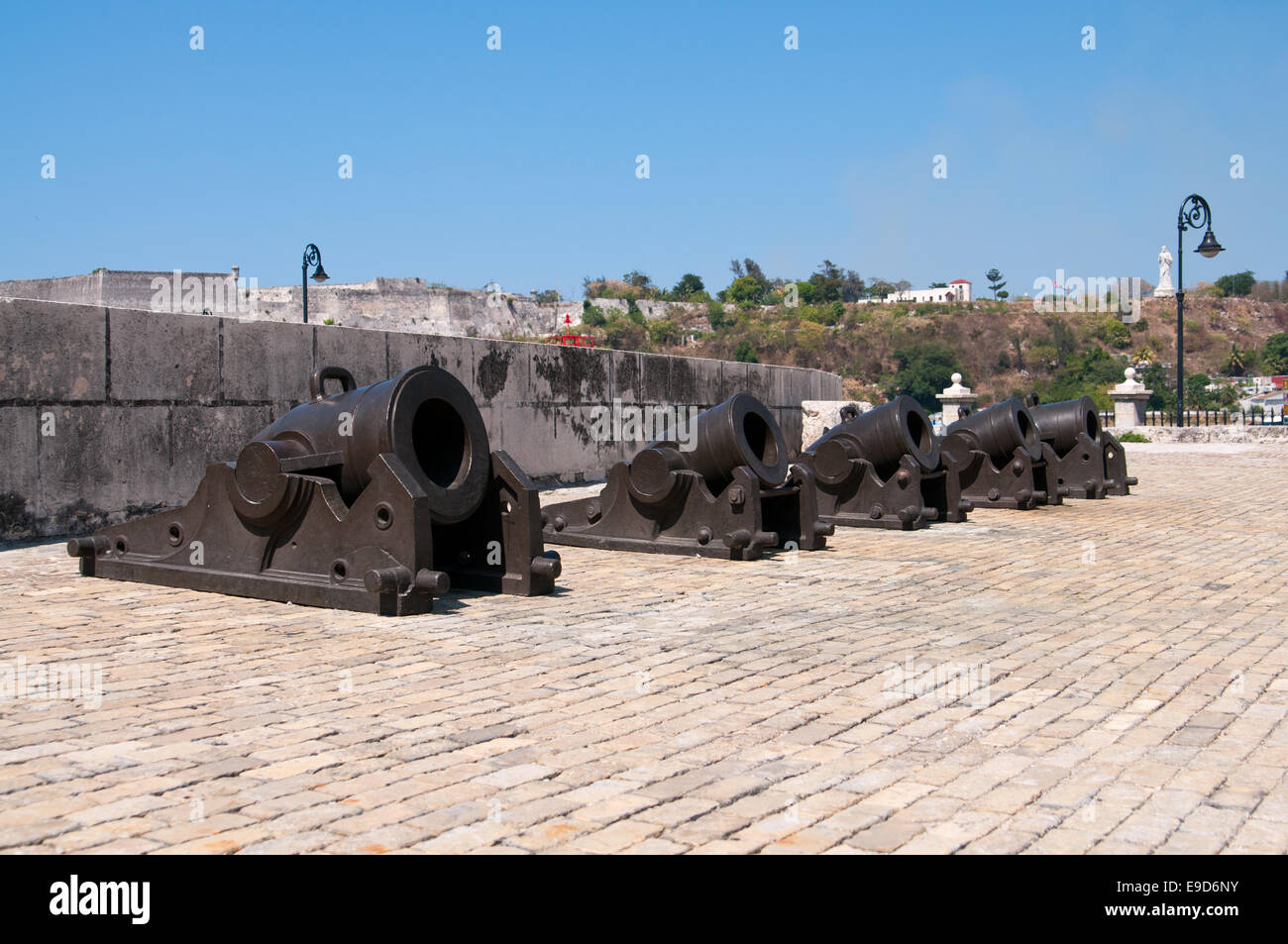 Old canons set at Havana that had been left by Spaniards Stock Photo