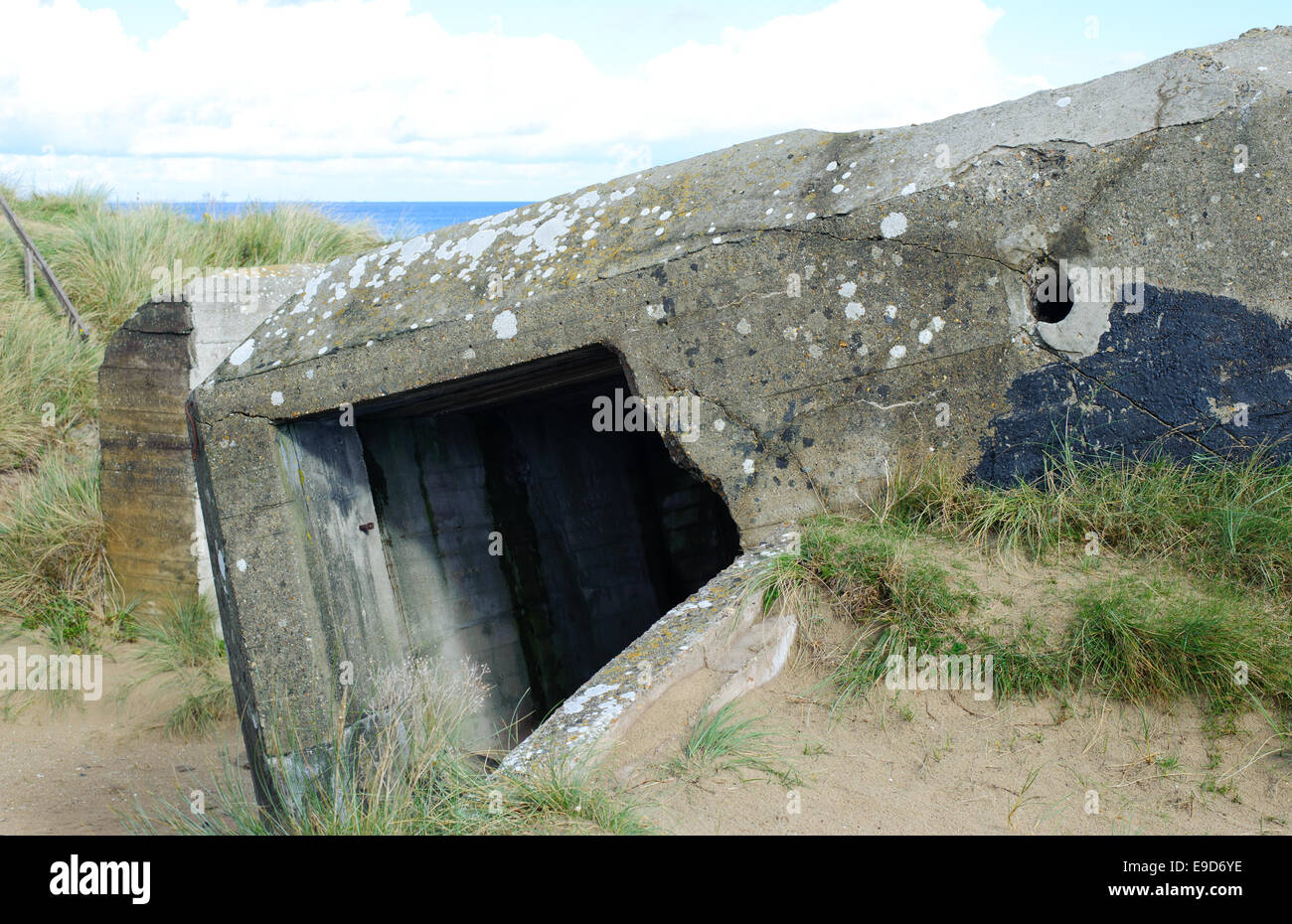 Germany bunker WW2 ,Utah Beach is one of the five Landing beaches in the Normandy landings on 6 June 1944, during World War II. Stock Photo