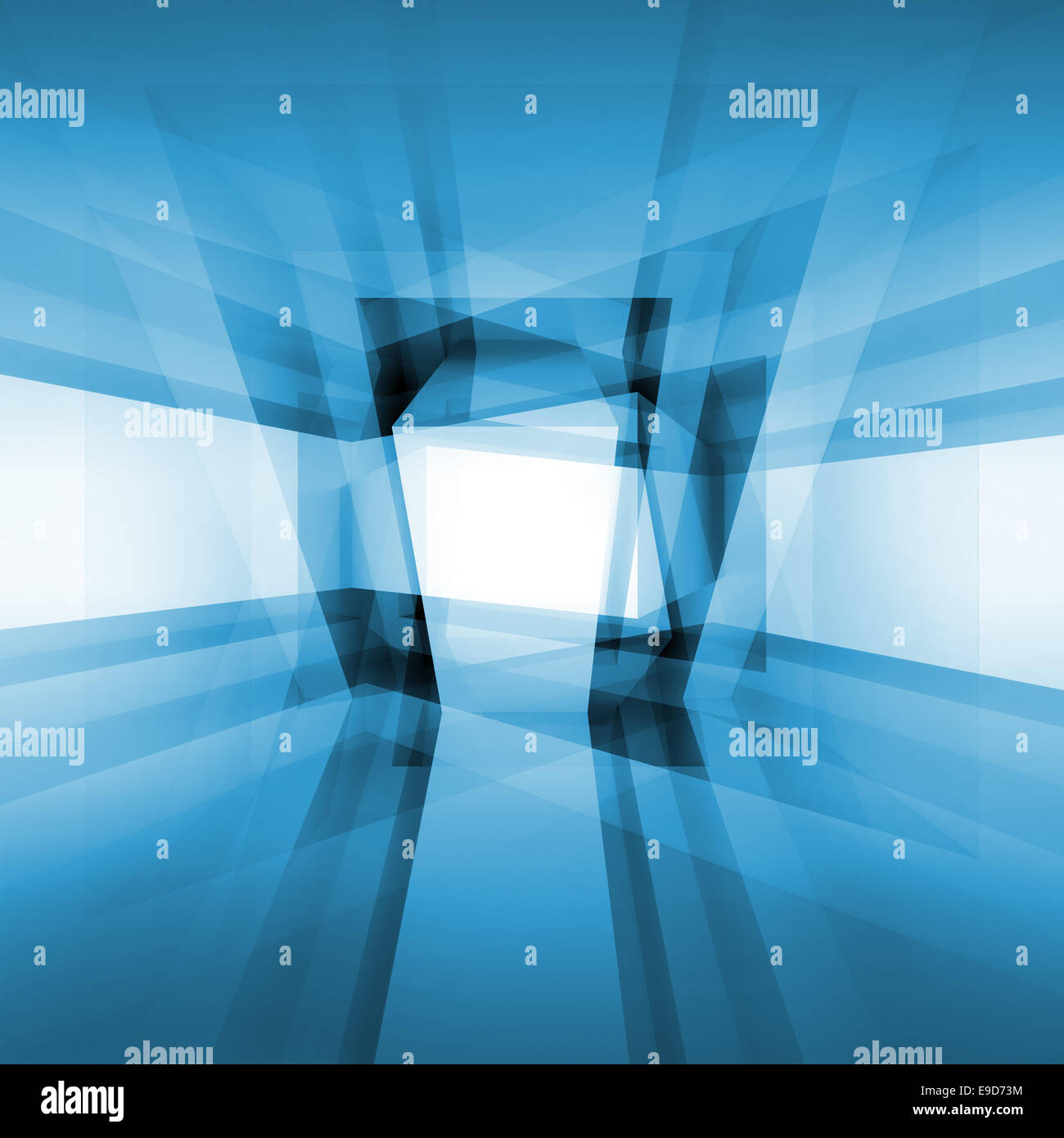 Abstract blue square 3d interior background with geometric pattern ...