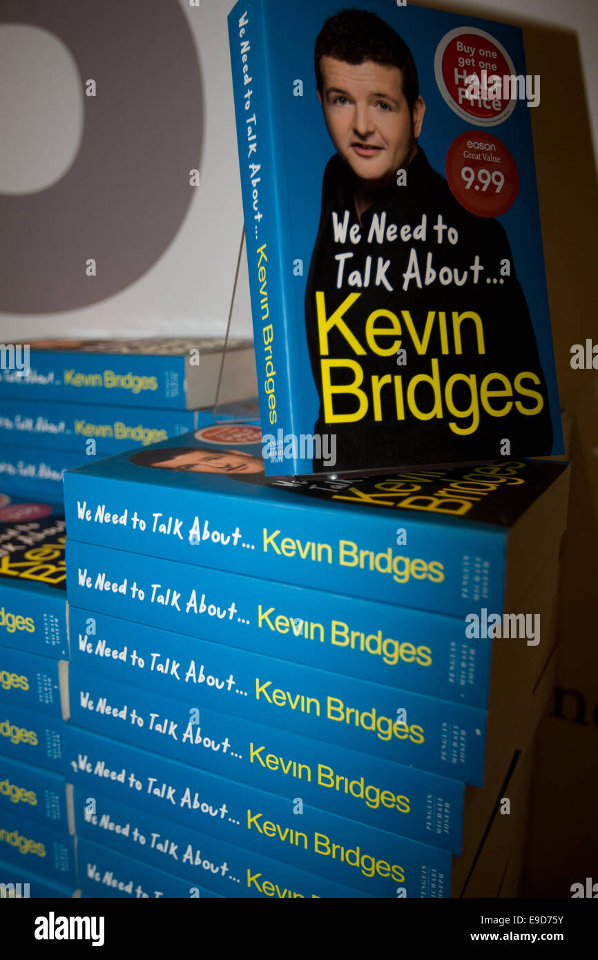 Belfast, Ireland. 25th Oct, 2014. Comedian Kevin was in Belfast signing copies of his book “We need to talk about Kevin Bridges”. The book covers' his life through his social commentary and one liners, looking back on his childhood growing up in Glasgow Credit:  Bonzo/Alamy Live News Stock Photo