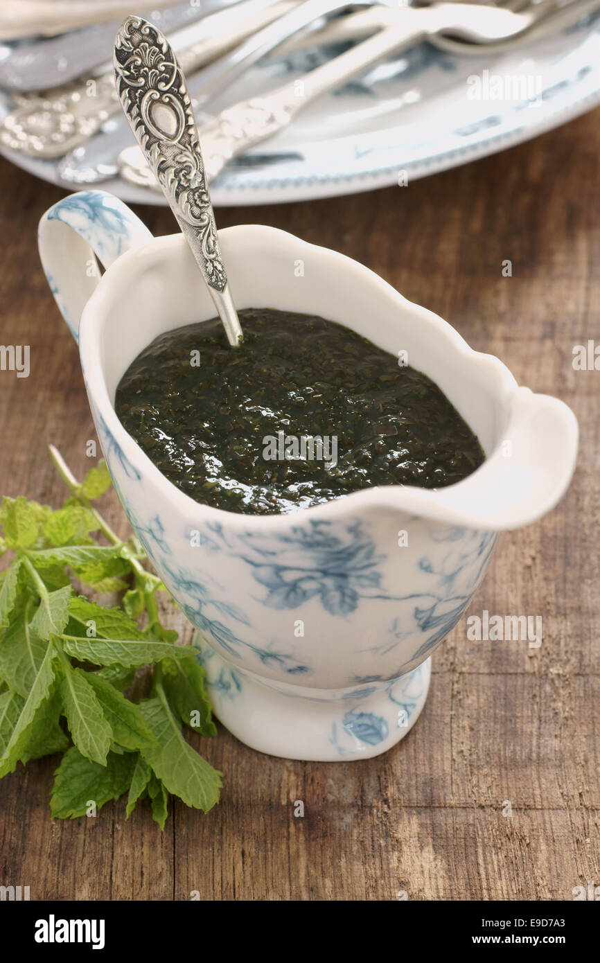 Mint Sauce a traditional condiment to go with roast lamb made with