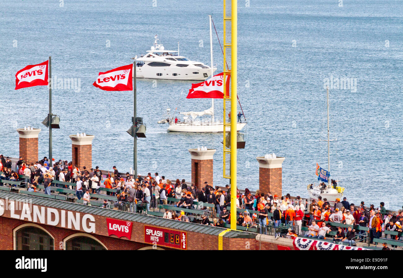 View of McCovey Cove from AT&T Park, home of the San Francisco Giants baseball team during NLCS Stock Photo