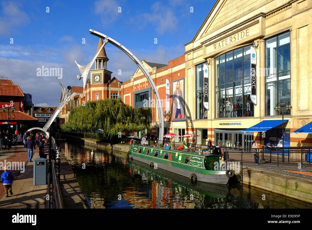 Lincoln City Center ,Empowerment Sculpture and River Witham . Stock Photo