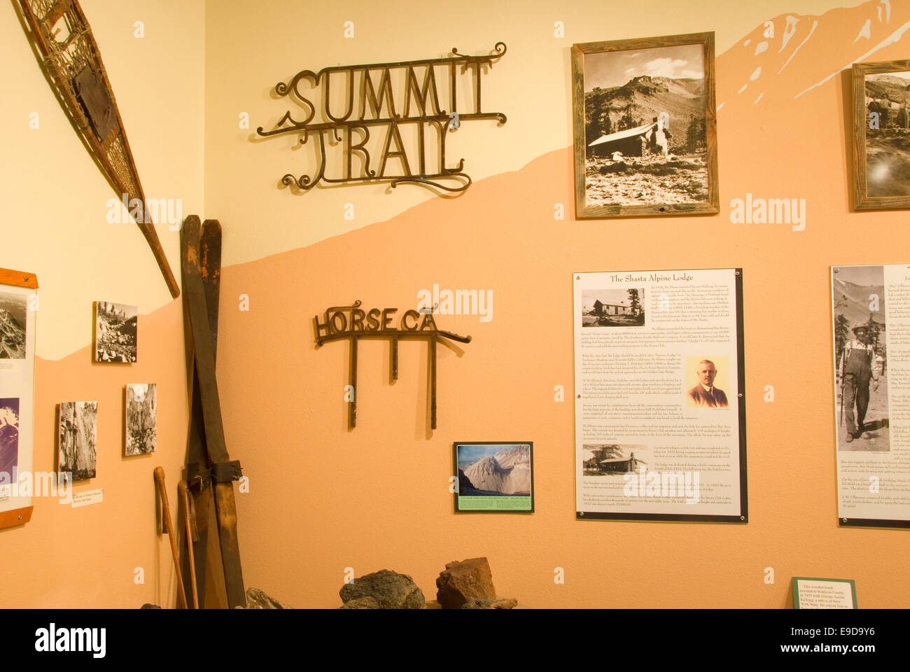 Mt Shasta climbing display, Sisson Museum, Mt Shasta, California Stock