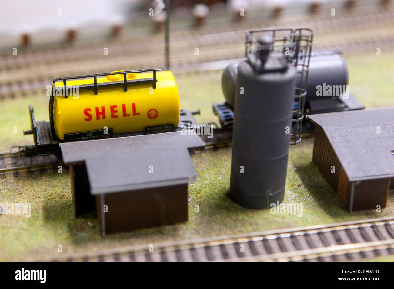 Shell Railway tank model, Prague Czech Republic Stock Photo Alamy