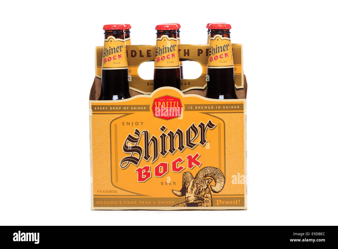 Shiner Bock Beer from the Texas Spotzl Brewery Stock Photo