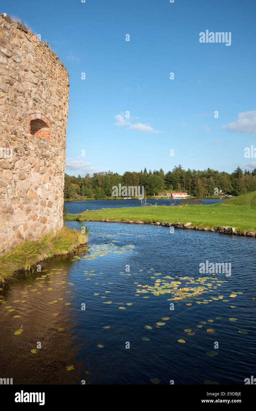 Ruin of the Kronoberg palace at lake Helgasjön, smaland, Sweden Stock ...