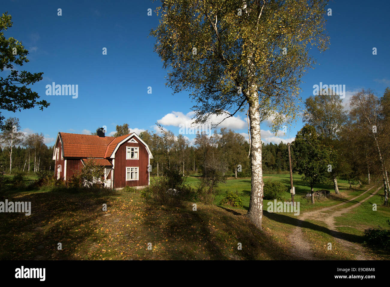 typical red wooden house in smaland south of sweden Stock Photo - Alamy