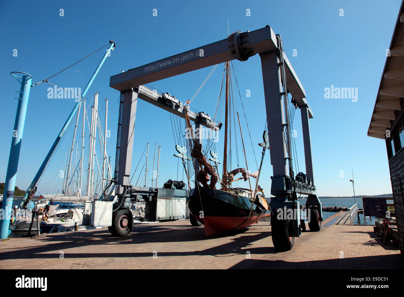 Dry dock at Im Jaich Resort Lauterbach Marina. Stock Photo