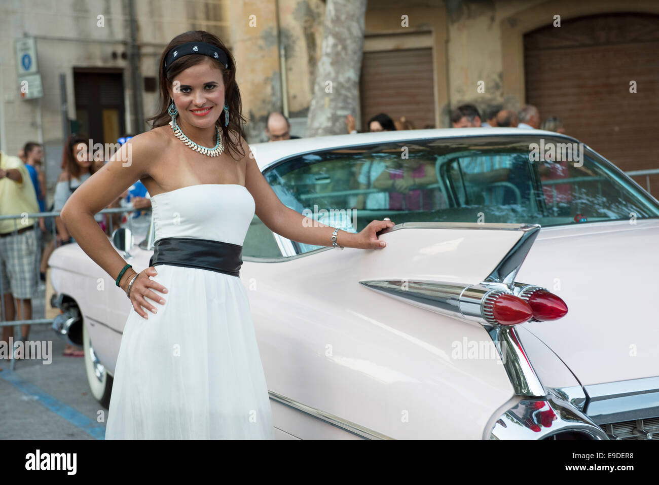 Woman, Cadillac, Eldorado, 1959, Summer Jamboree 2014, Senigallia Stock Photo