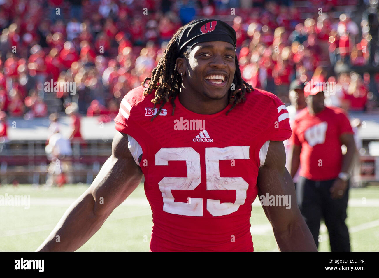 October 25, 2014: Wisconsin Badgers running back Melvin Gordon #25 after the NCAA Football game between the Maryland Terrapins and the Wisconsin Badgers at Camp Randall Stadium in Madison, WI. Wisconsin defeated Maryland 52-7. John Fisher/CSM Stock Photo