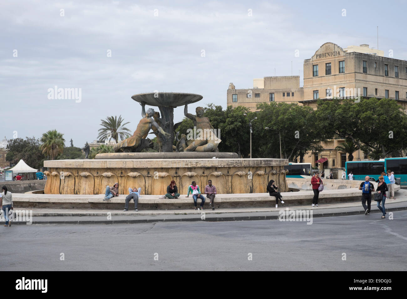 Triton Fountain at Floriana in Malta Stock Photo