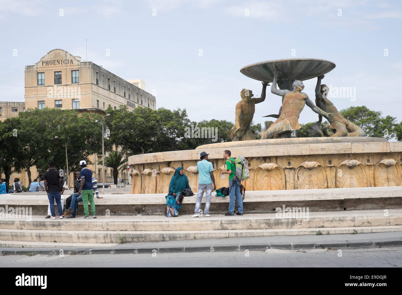 Triton Fountain at Floriana in Malta Stock Photo
