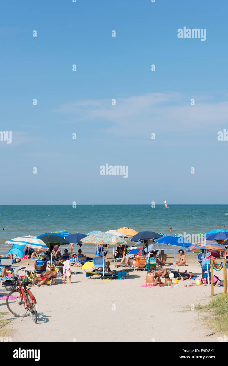 Beach, People, Adreatic Sea, Senigallia, Ancona, Marken, italian, Italy, Stock Photo