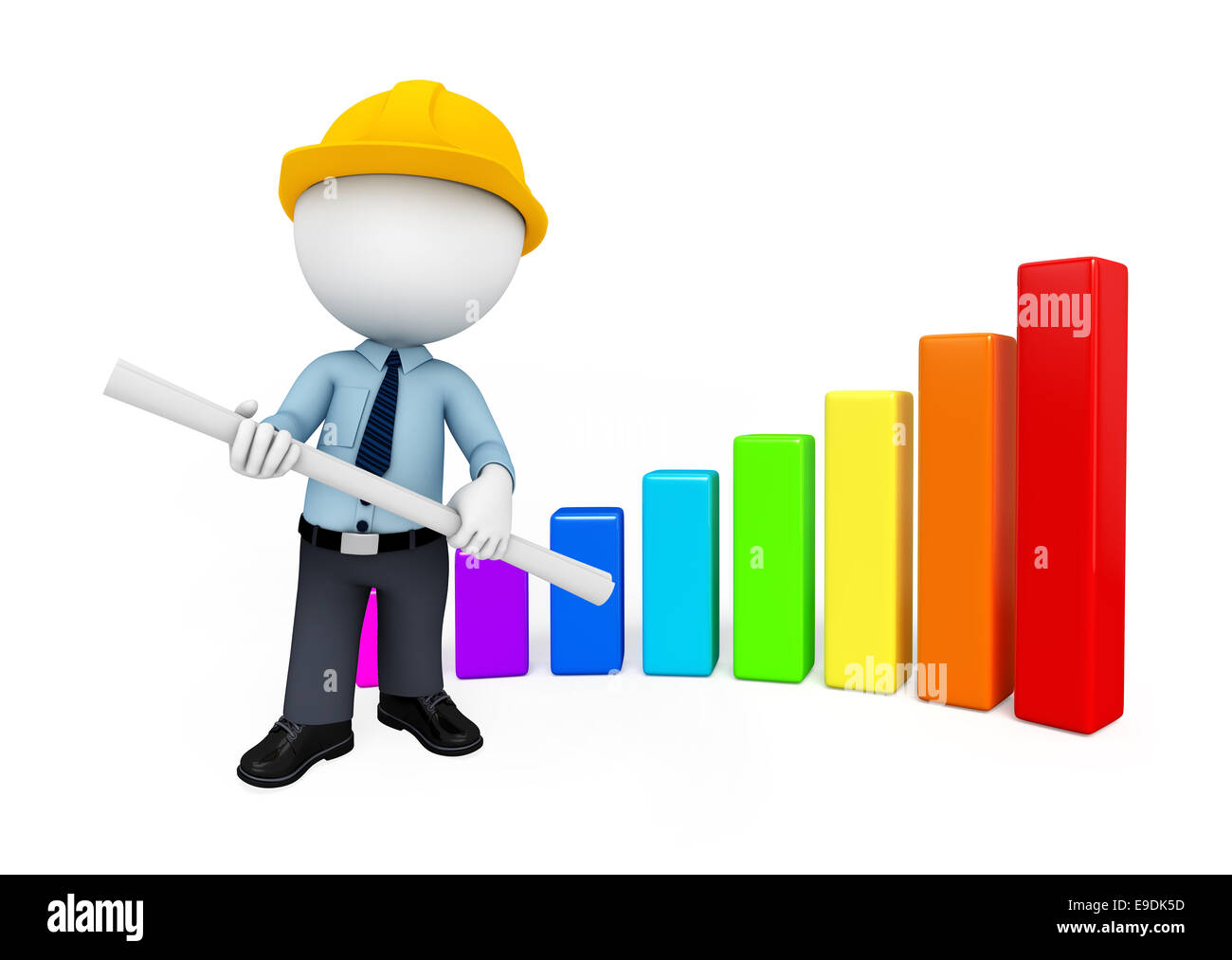 Service Man Graphics Illustration of service man with business graph Stock Photo - Alamy