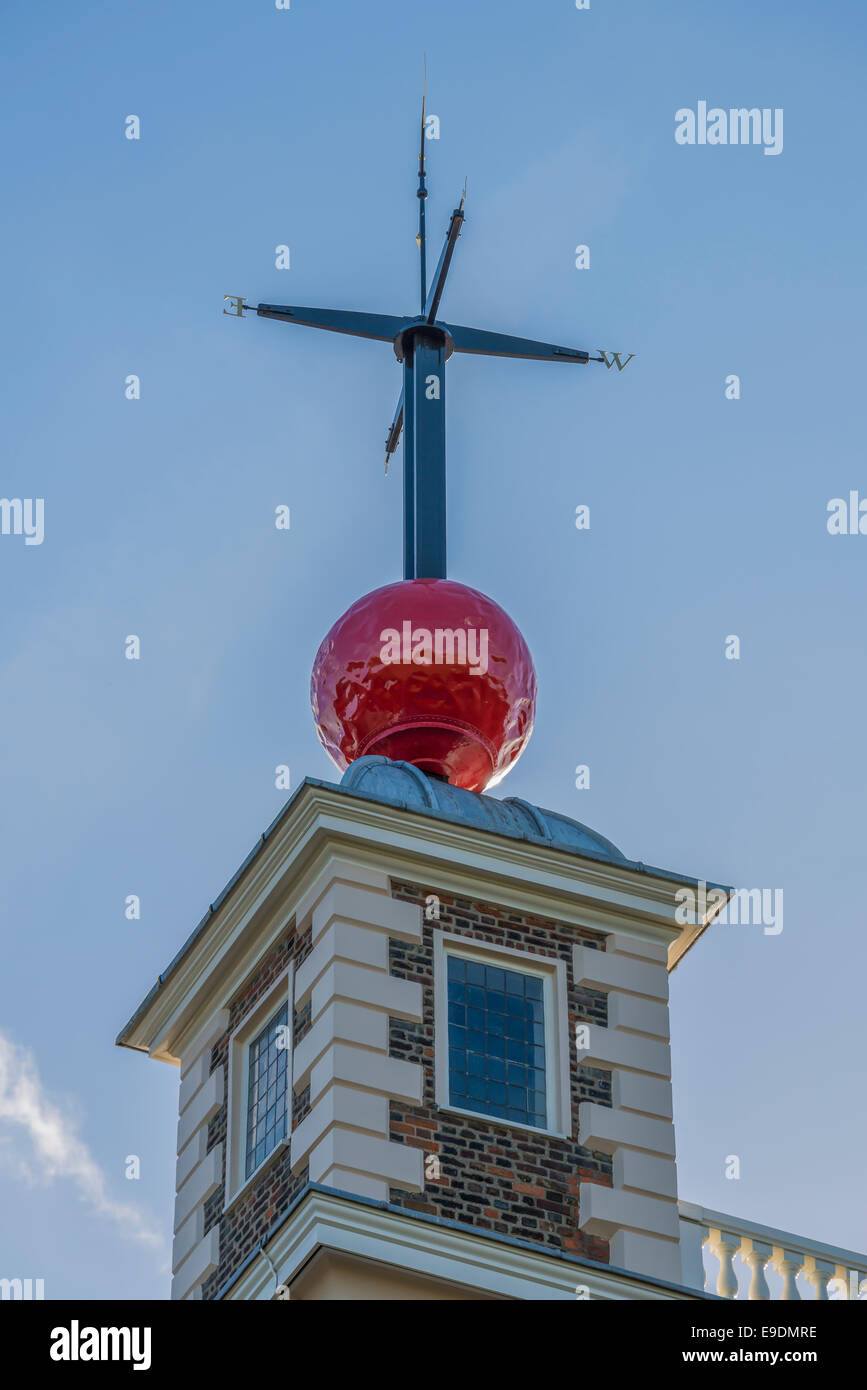 Closeup of the Time Ball on the Greewich Royal Observatory, London Stock Photo