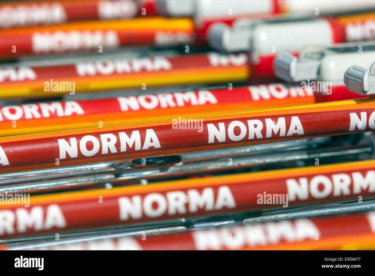 Norma Cart supermarket sign, Shopping Cart Stock Photo