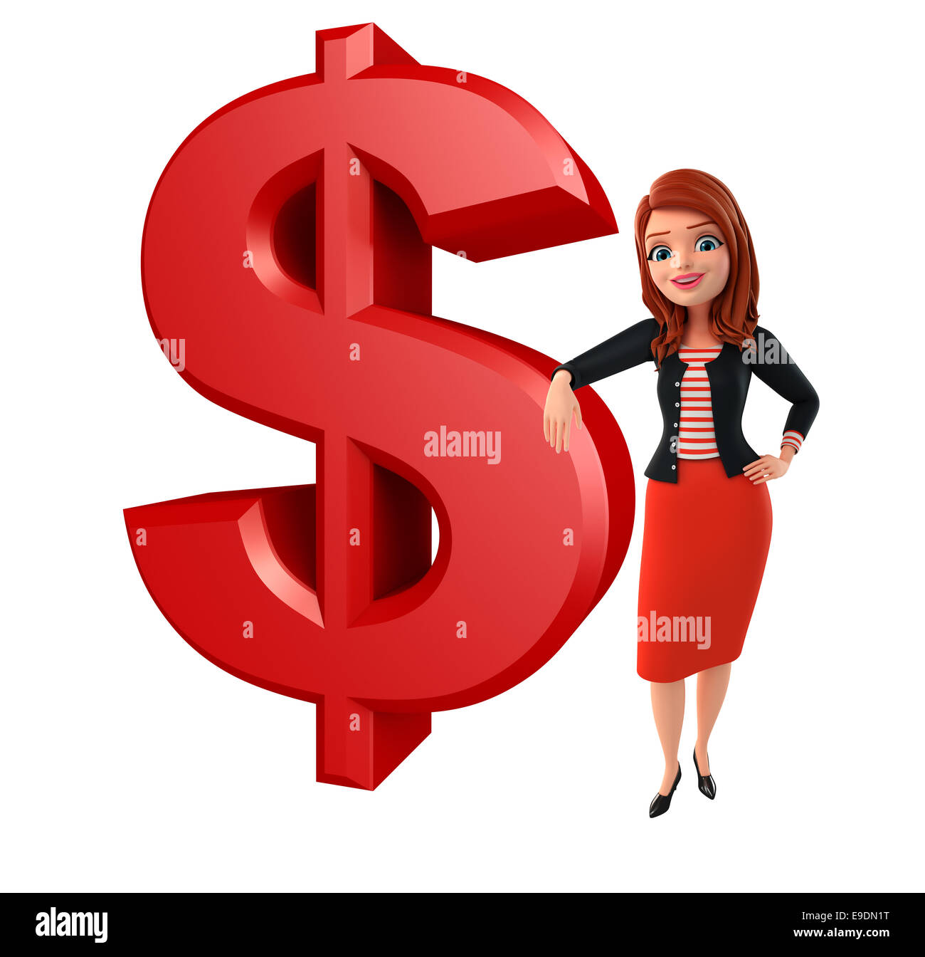 Illustration of corporate lady with dollar sign Stock Photo - Alamy