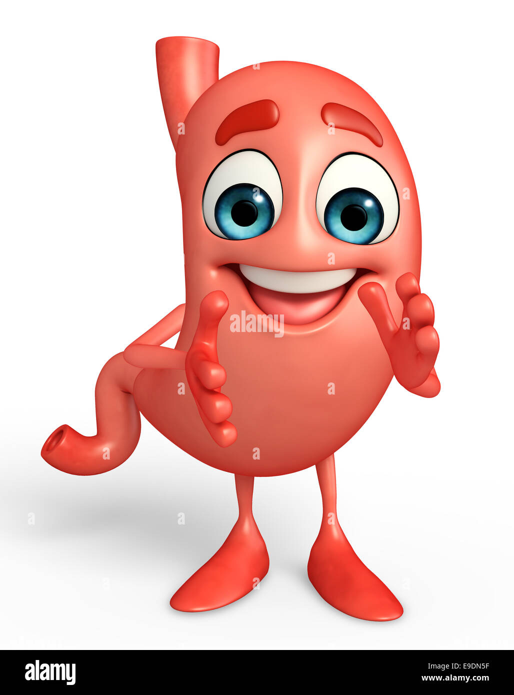 Cartoon Character of stomach is clapping Stock Photo