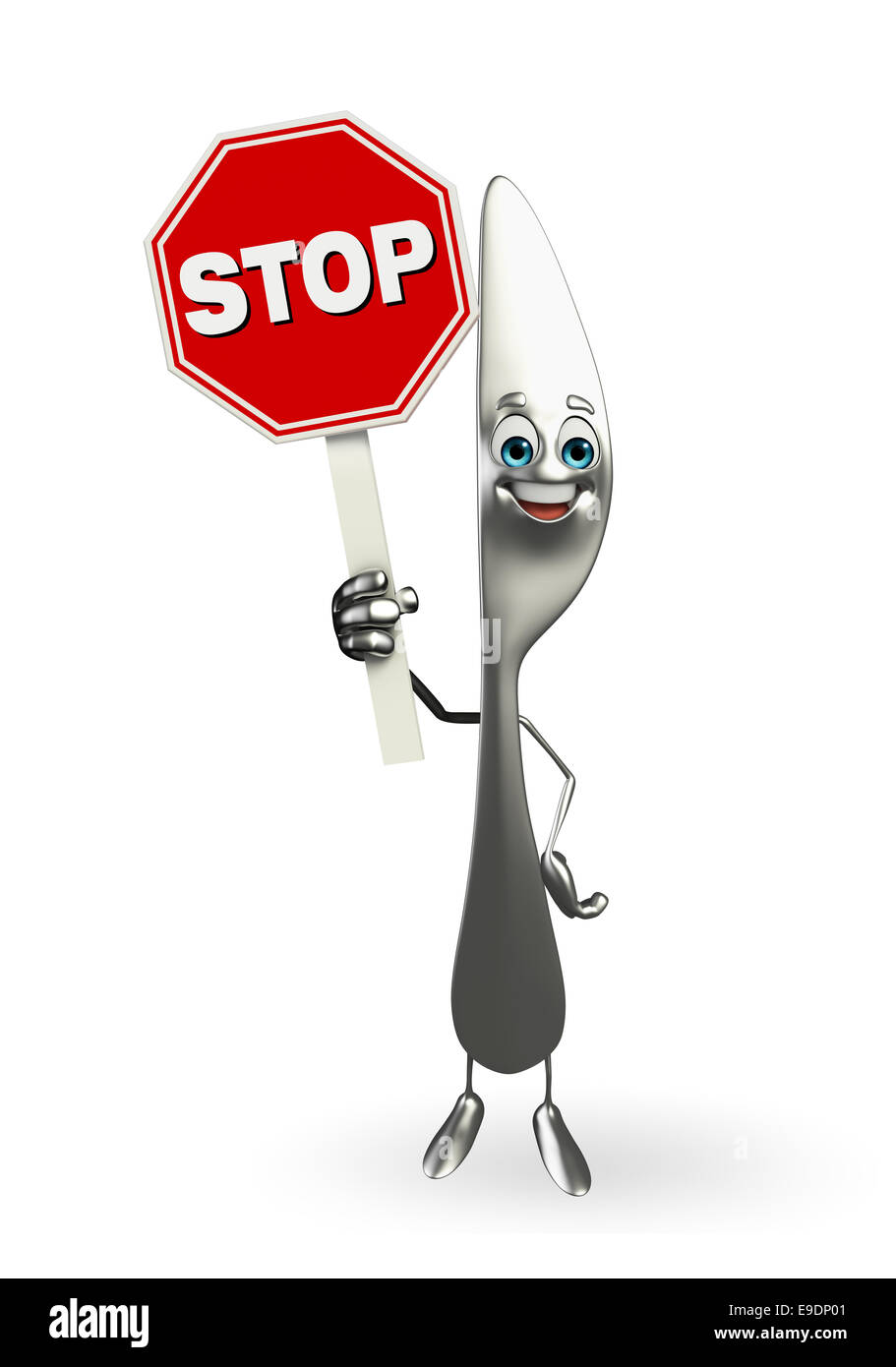Kinfe Stop Sign Cartoon character of knife with stop sign Stock Photo - Alamy