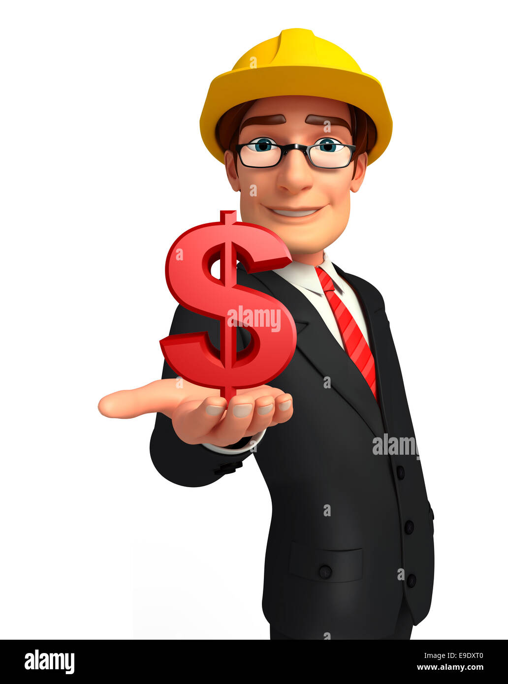 Illustration of Young Business Man with dollar sign Stock Photo - Alamy