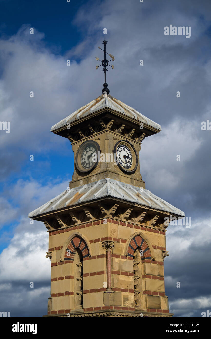 Cloudy Skies and Clock Tower, Front Street, Tynemouth Tyne and Wear, England, UK, Europe Stock Photo