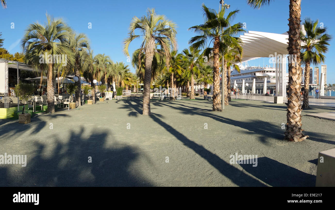 Modern Marina and waterfront promenade in Malaga named "Palmeral de las