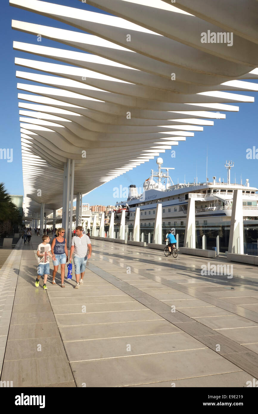 Modern Marina and waterfront promenade in Malaga named "Palmeral de las