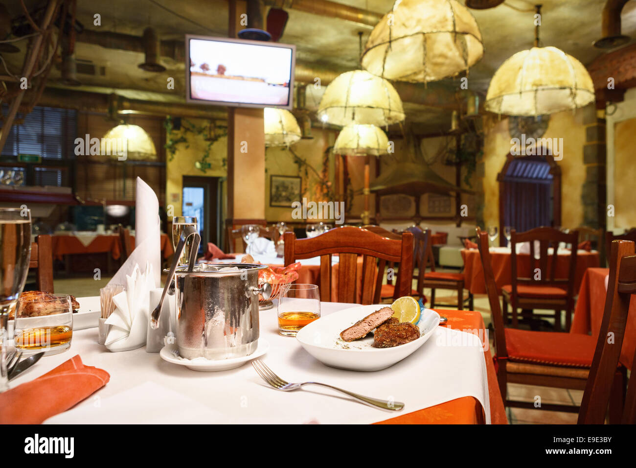 Italian restaurant interior. Stock Photo