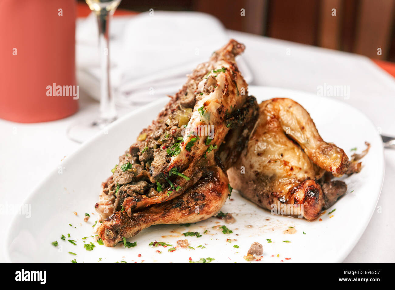 Fried chicken stuffed with giblets Stock Photo Alamy