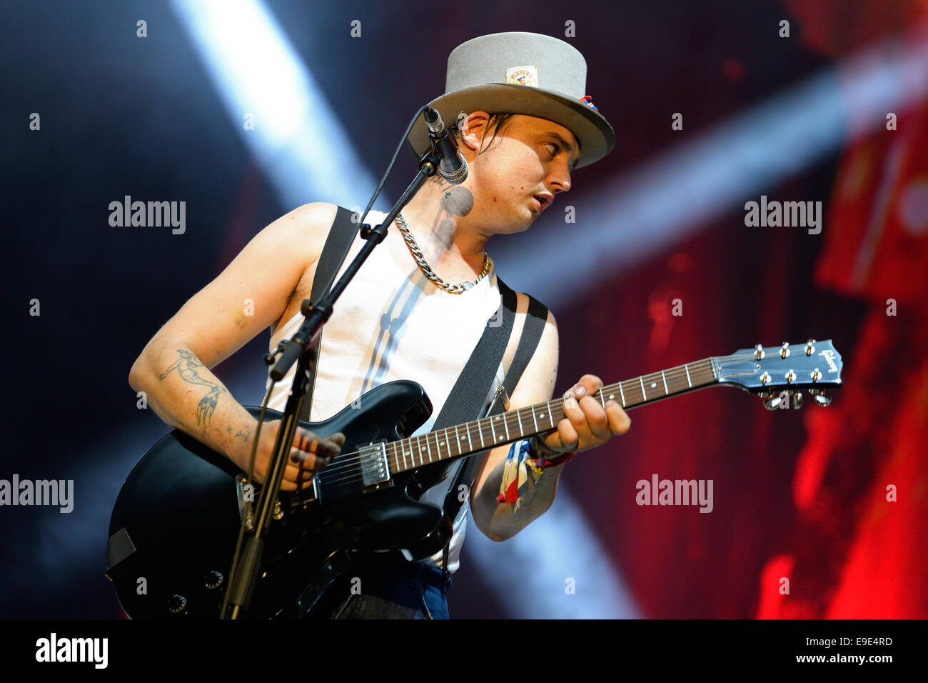 BENICASSIM, SPAIN - JULY 19 The Libertines (English rock band) performs at FIB Festival on July 19, 2014 in Benicassim, Spain. Stock Photo