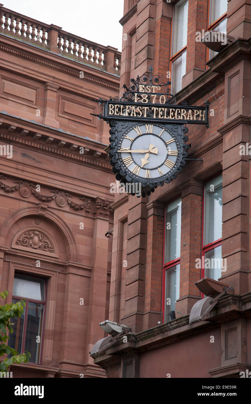 Belfast Telegraph Clock, Northern Ireland Stock Photo Alamy