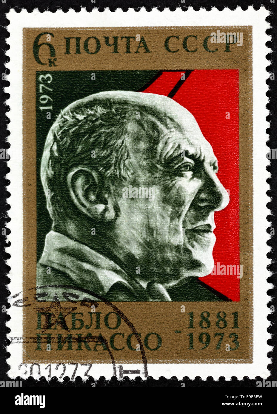 USSR postage stamp 'Pablo Picasso'. USSR postage stamp 1973 year. Stock Photo