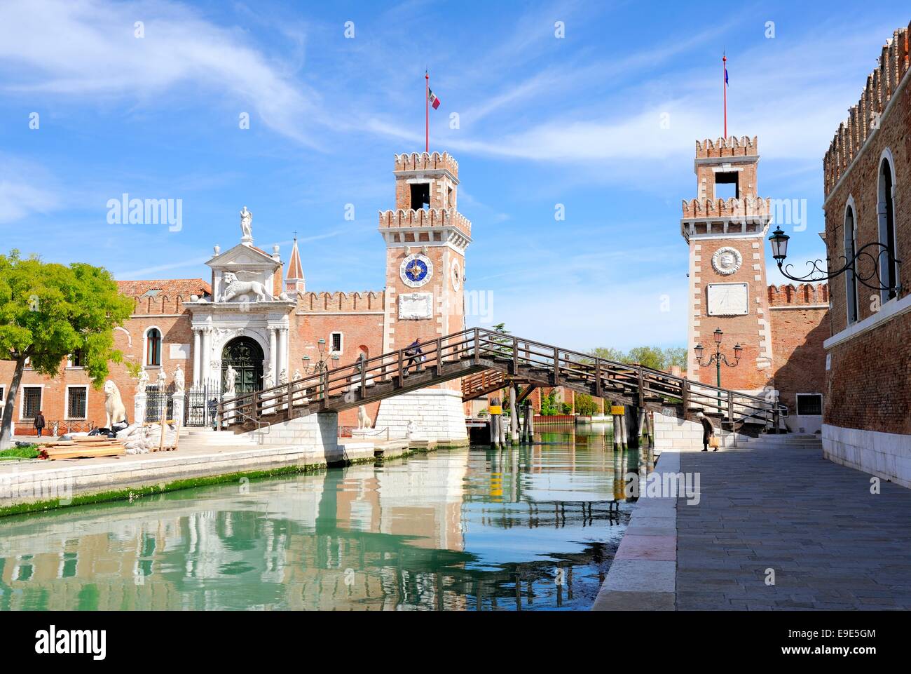 The gate of Arsenale was built in 1460 by Antonio Gambello. The Arsenale, house of industry, was founded 1104. It was one of the Stock Photo