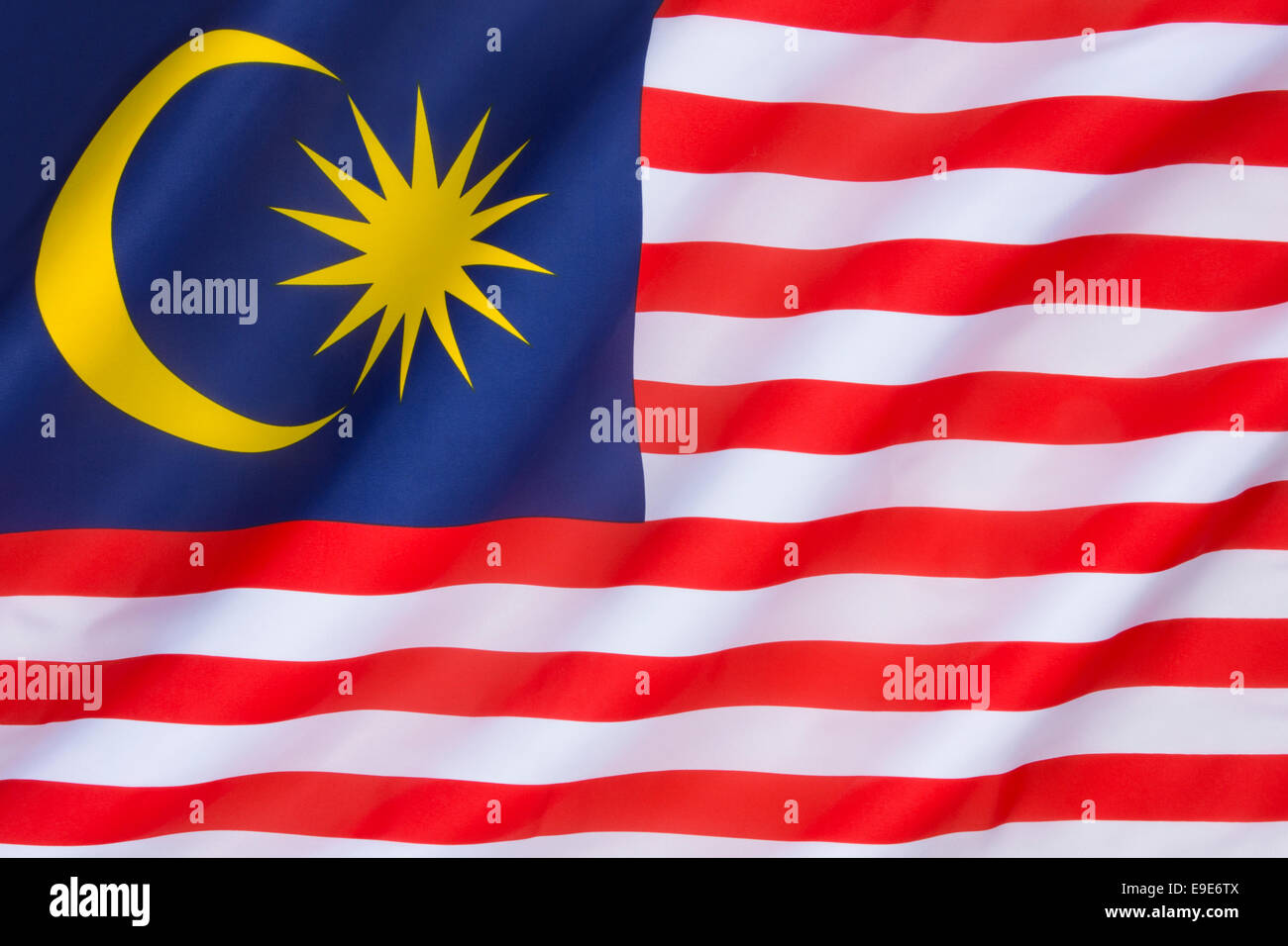 The national flag of Malaysia Stock Photo