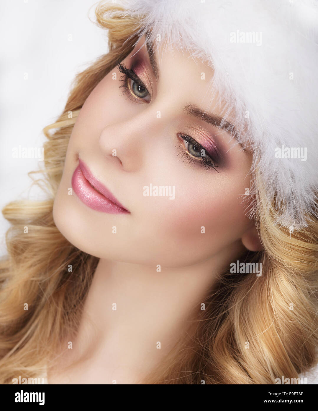 Pretty Dreamy Young Woman's Face Stock Photo