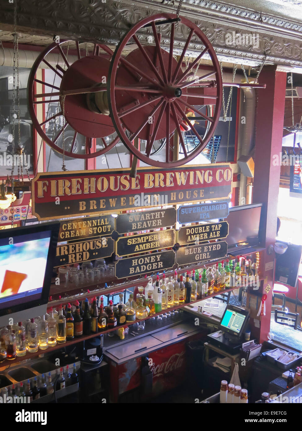 Pub Interior, Firehouse Brewing Company Bar and Restaurant, Rapid City, Black Hills, SD ,USA Stock Photo