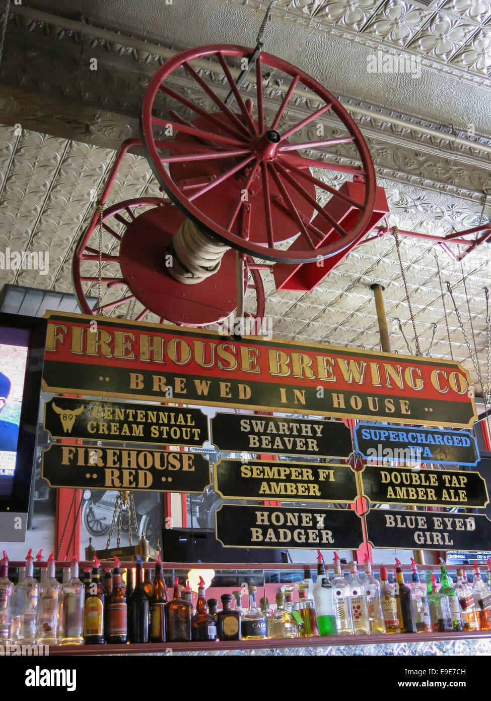 Pub Interior, Firehouse Brewing Company Bar and Restaurant, Rapid City, Black Hills, SD ,USA Stock Photo