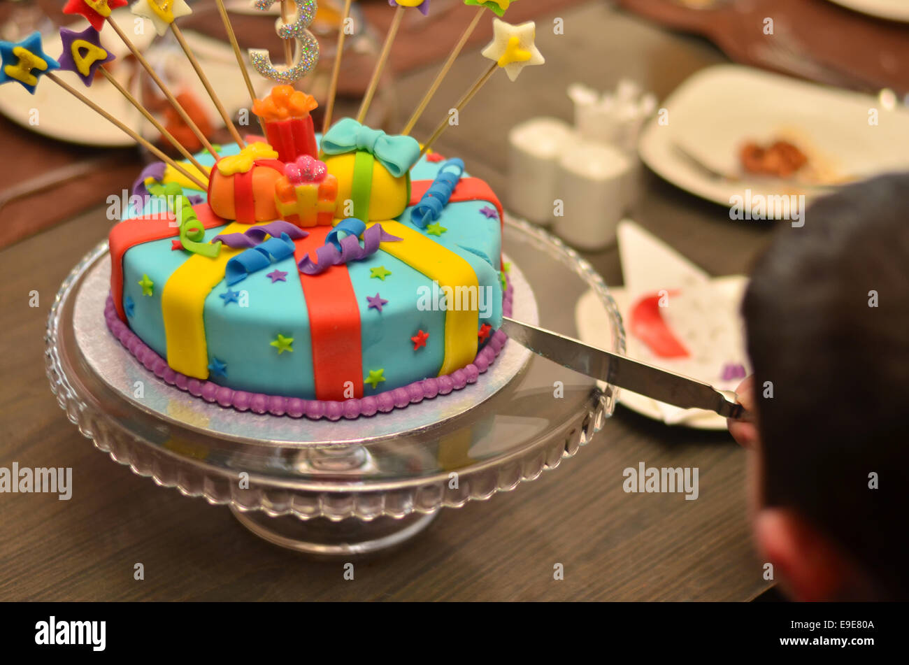 Cutting the birthday cake! Stock Photo