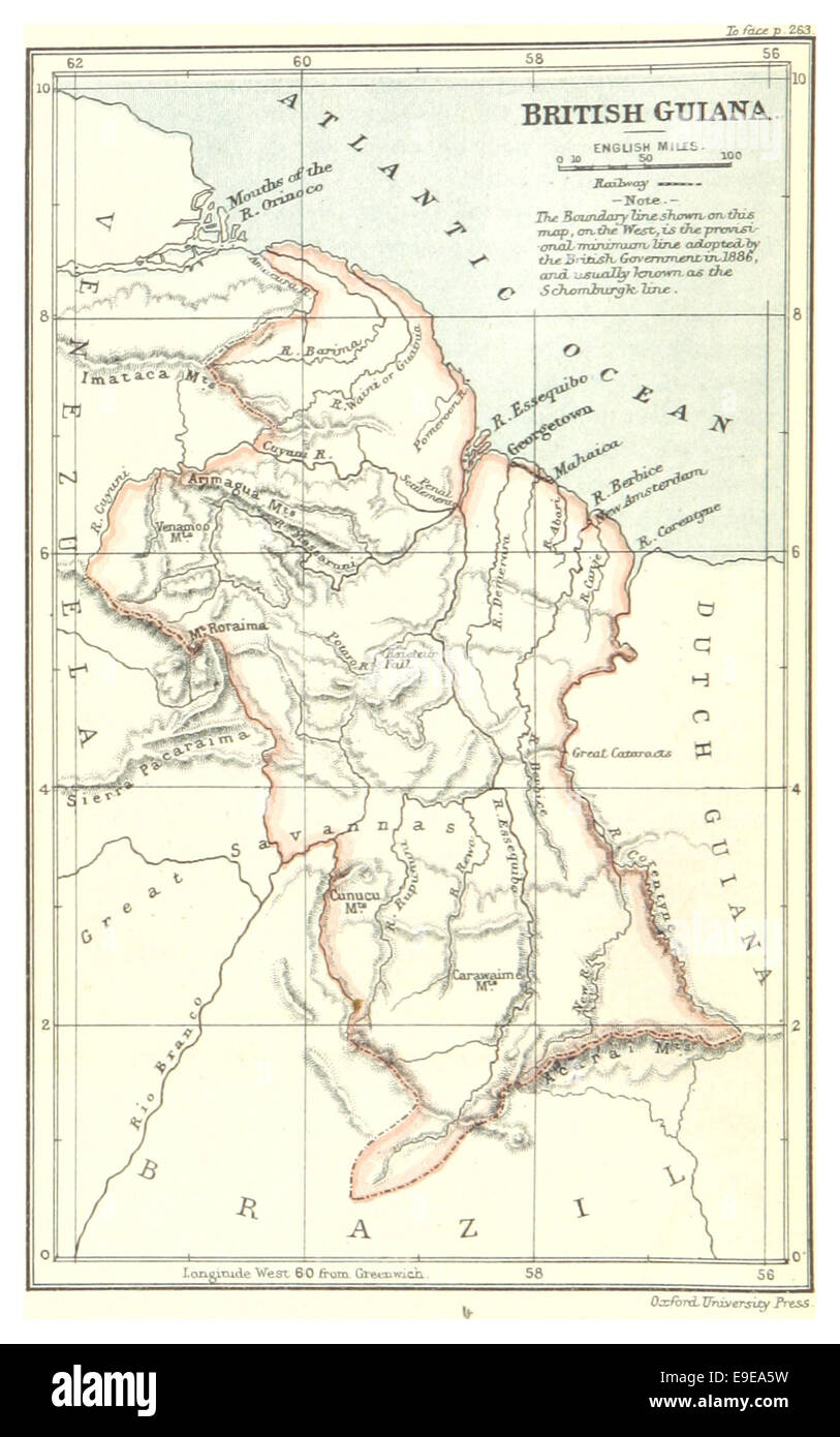 Map of British Guiana (1888) Stock Photo