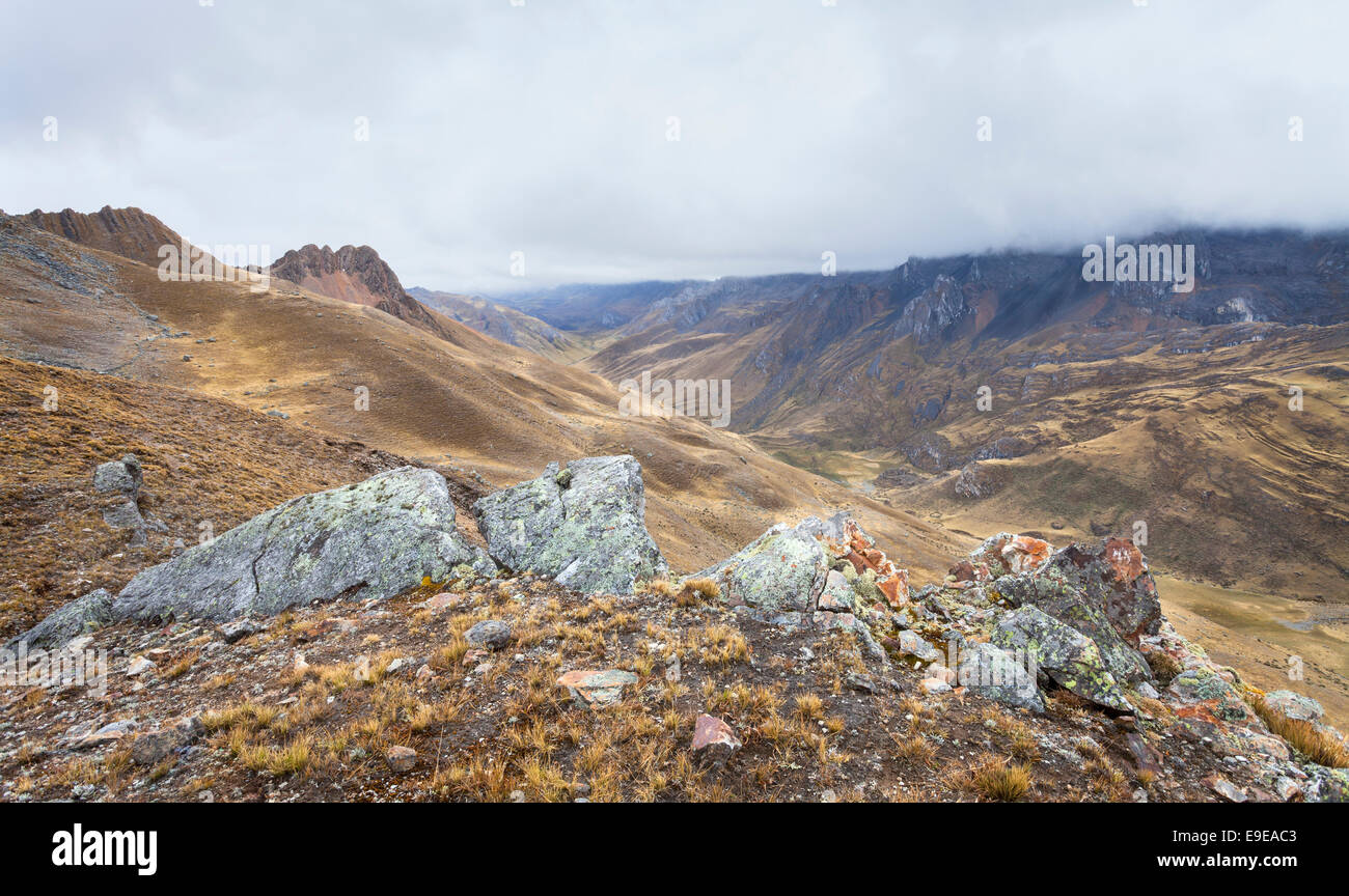 Landscape image in Cordillera Huayhuash Peru. Stock Photo