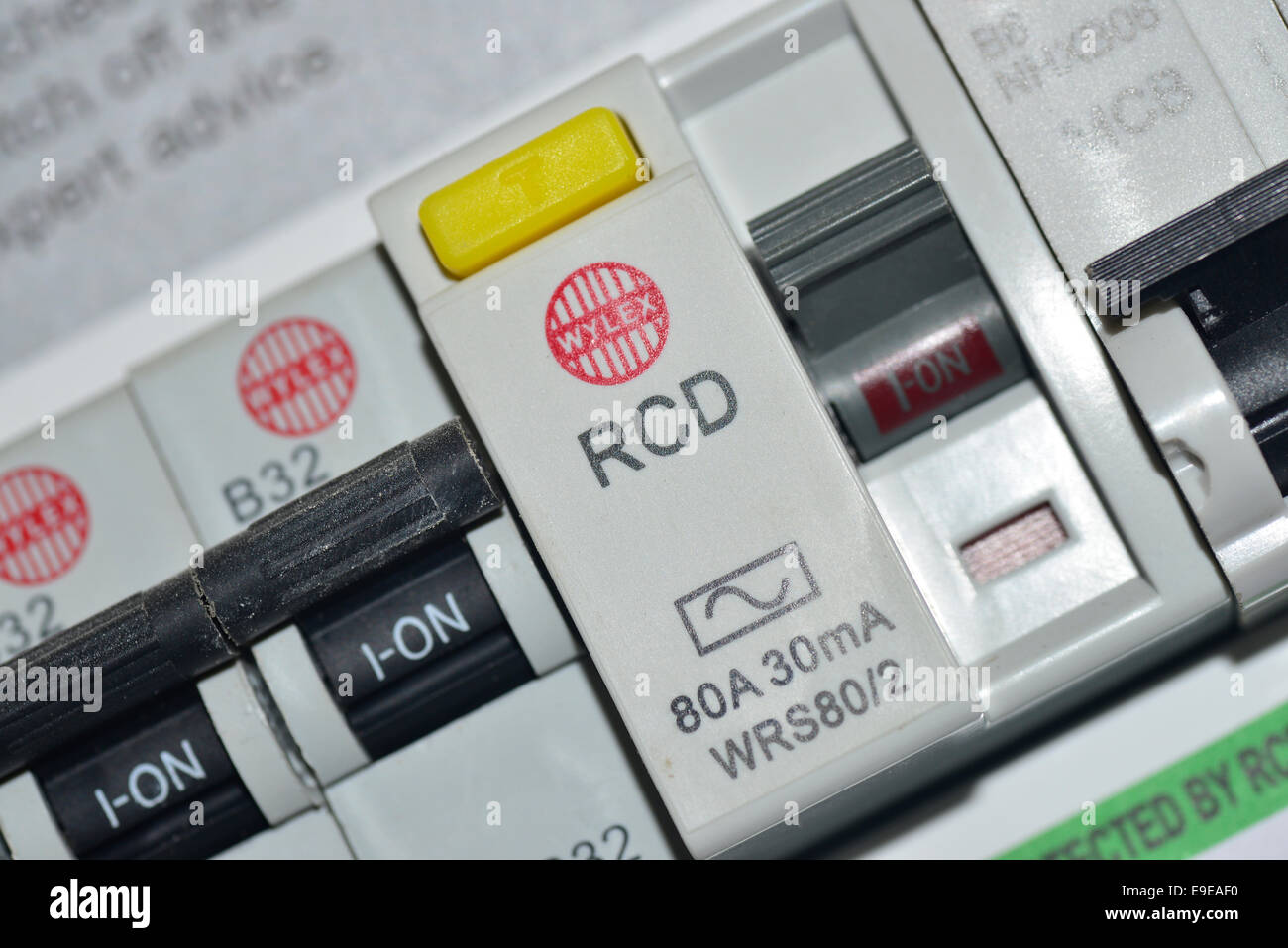 circuit breaker switches in a fusebox Stock Photo Alamy