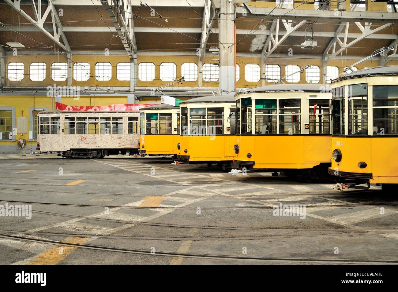 ATM Class 1500 Tram. Milan, Italy (Leoncavallo depot) Stock Photo