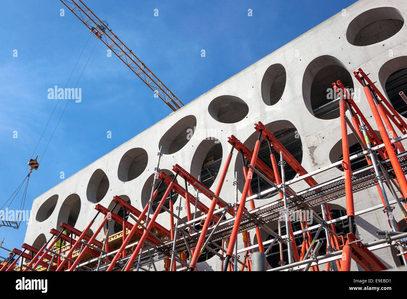 Scaffolding and construction of building Stock Photo