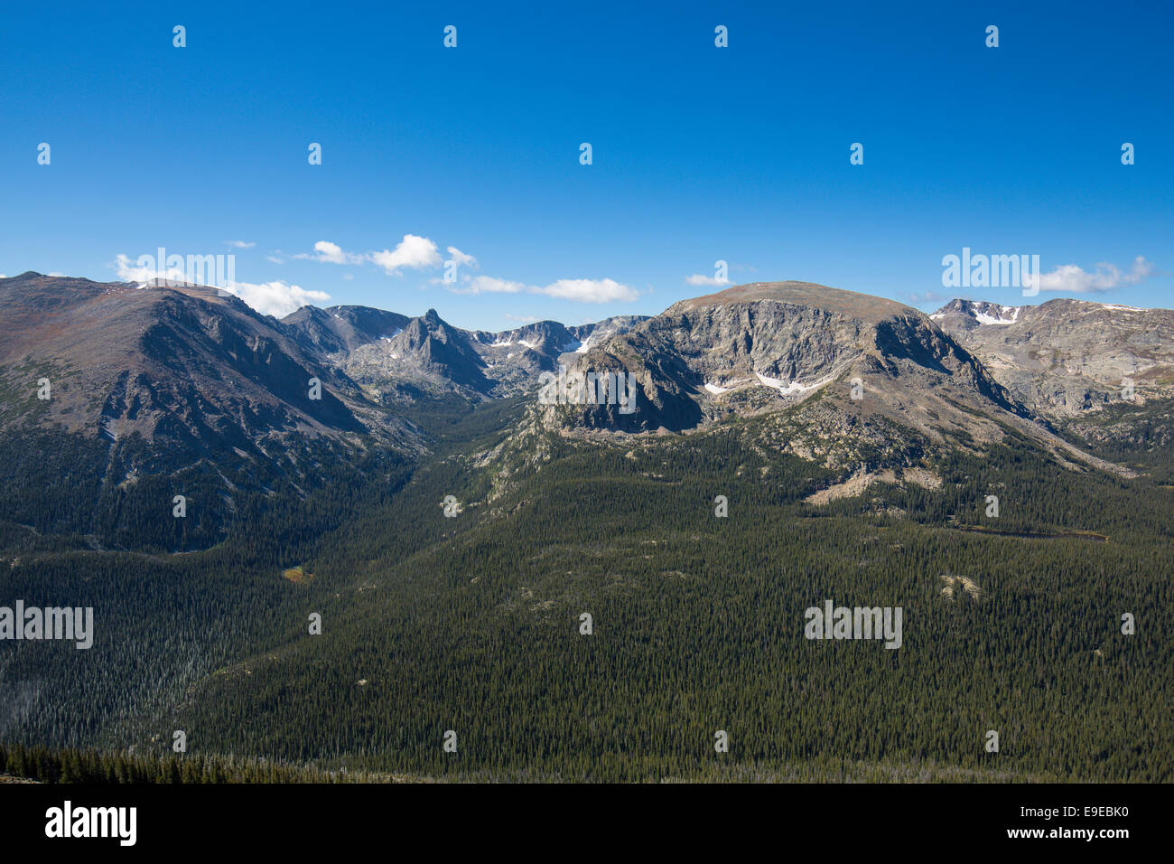 View from Forest Canyon Overlook on Trail Ridge Road in Rocky Mountain National Park Colorado Stock Photo