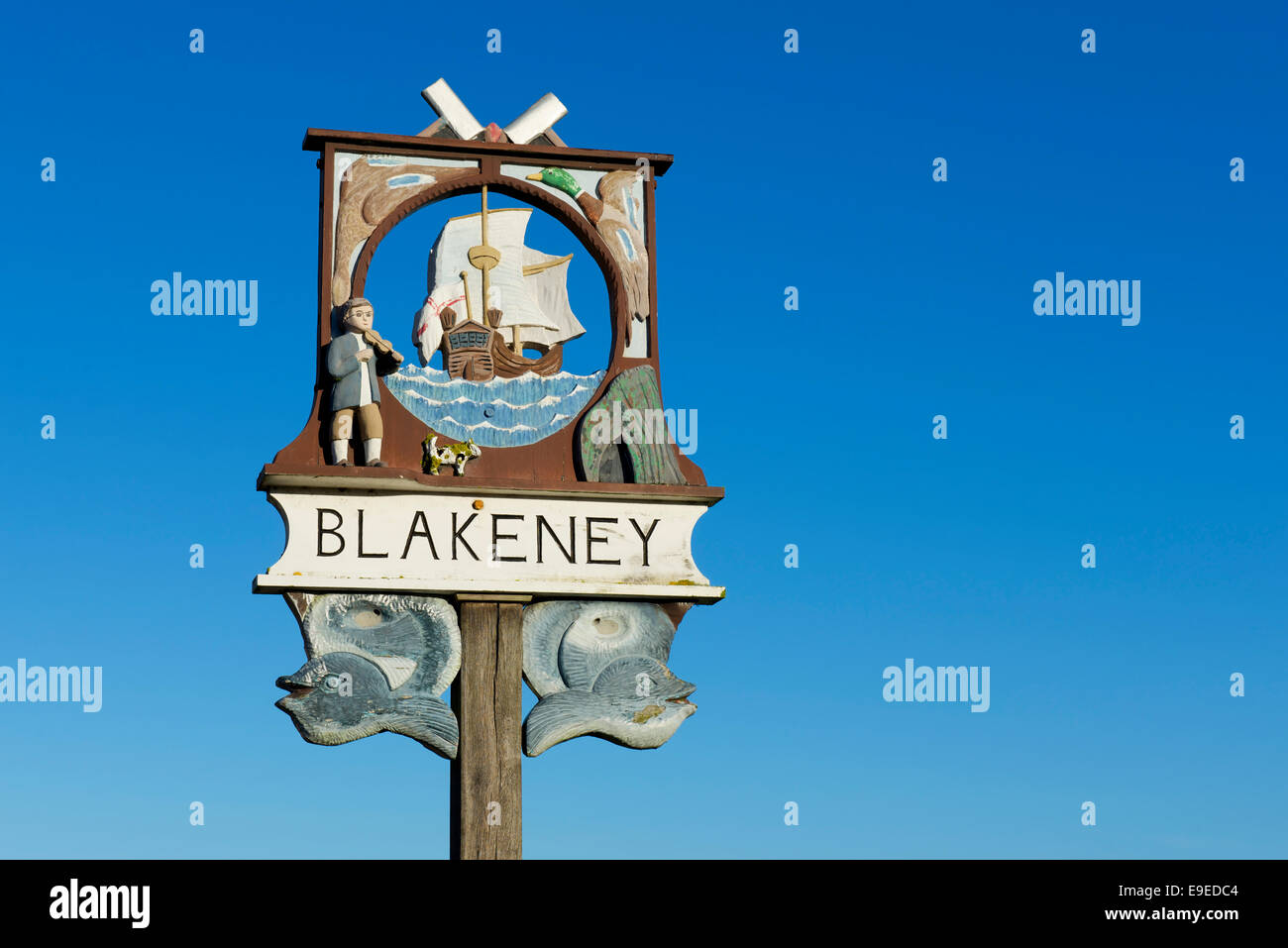 Sign for the village of Blakeney, North Norfolk, England UK Stock Photo ...