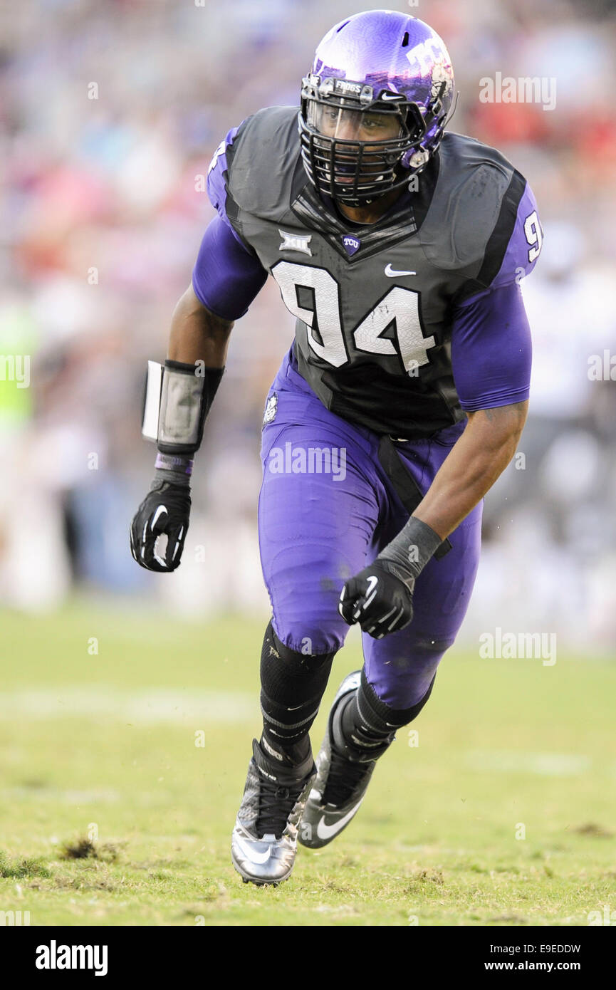 TCU Horned Frogs defensive end Josh Carraway (94) during an NCAA football game against Texas Tech at Amon G. Carter Stadium in Ft. Worth, Texas, Saturday October 25, 2014. Stock Photo