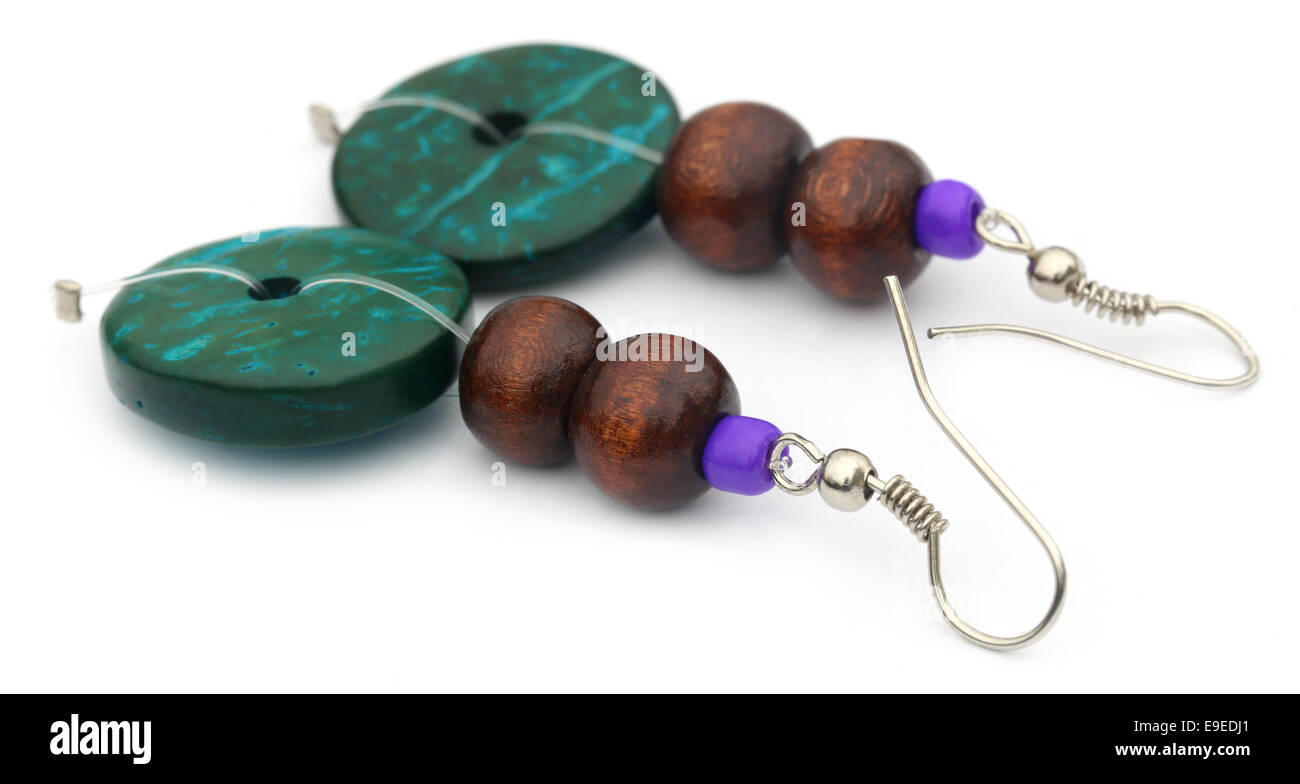 Traditional earrings of Indian subcontinent made of clay Stock Photo