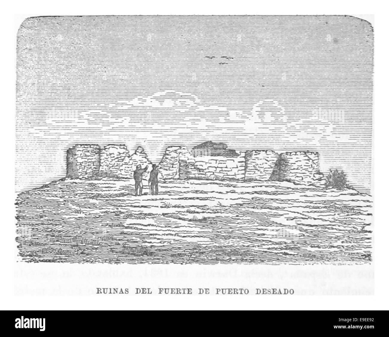 MORENO(1879) p158 RUINAS DEL FUERTE DE PUERTO DESEADO Stock Photo